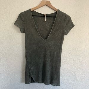 Free People Ribbed Short Sleeve Top XS